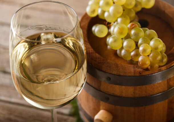 Still life with wine glass and barrel